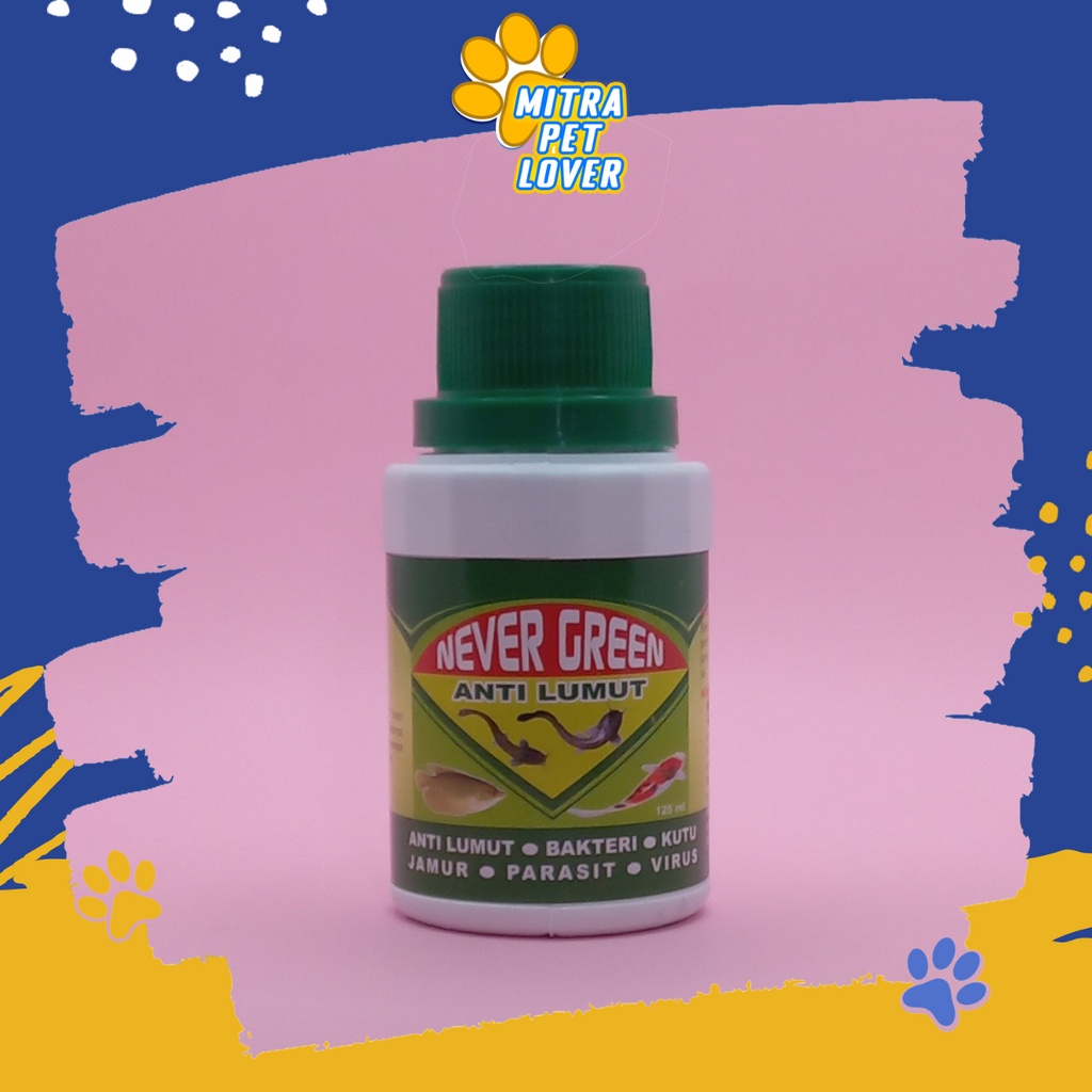 OBAT CAIR ANTI LUMUT UNTUK AIR KOLAM - NEVER GREEN 125 ML - BASMI JAMUR BAKTERI VIRUS SPORA , ORGANIK PERBAIKI KWALITAS AIR-- MURAH GARANSI ORIINAL PET ANIMAL HEALTHCARE VETERINARY TAMASINDO OBAT KESEHATAN &amp; VITAMIN HEWAN BINATANG PELIHARAAN MITRAPETLOVER