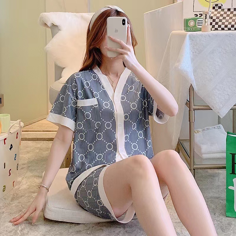 Baru Gaya Korea Piyama/Atas Lengan Pendek + Celana Pendek Homewear Set