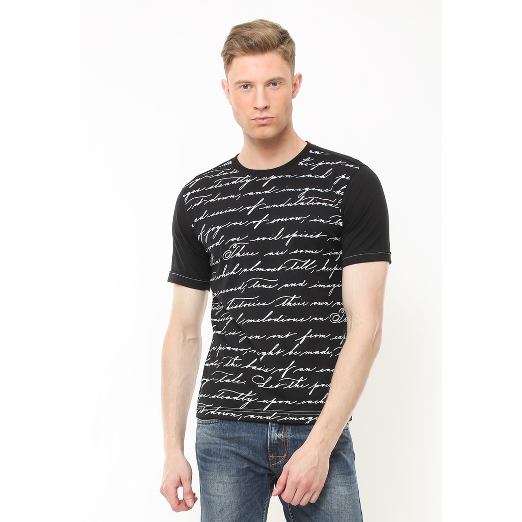 Johnwin - Kaos Casual - Kaos Pria - Kaos Sablon - Motif Latin - Slim Fit - ATS.622.M267.33.C