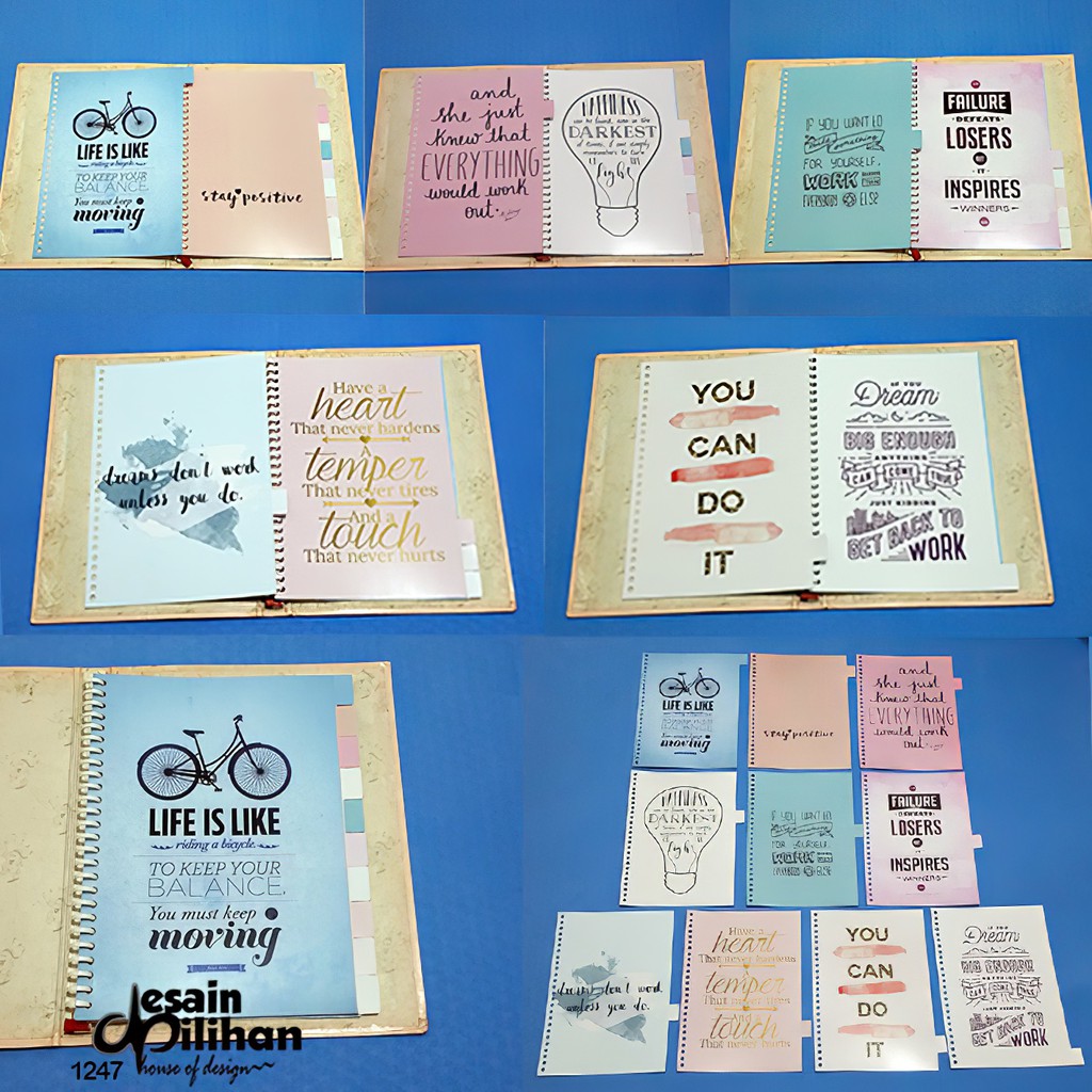 

Pembatas Binder Motivation Quote 2 Ring,6 Ring,20 Ring,26 Ring 1 Set 10 Lembar Laminasi Glossy Murah