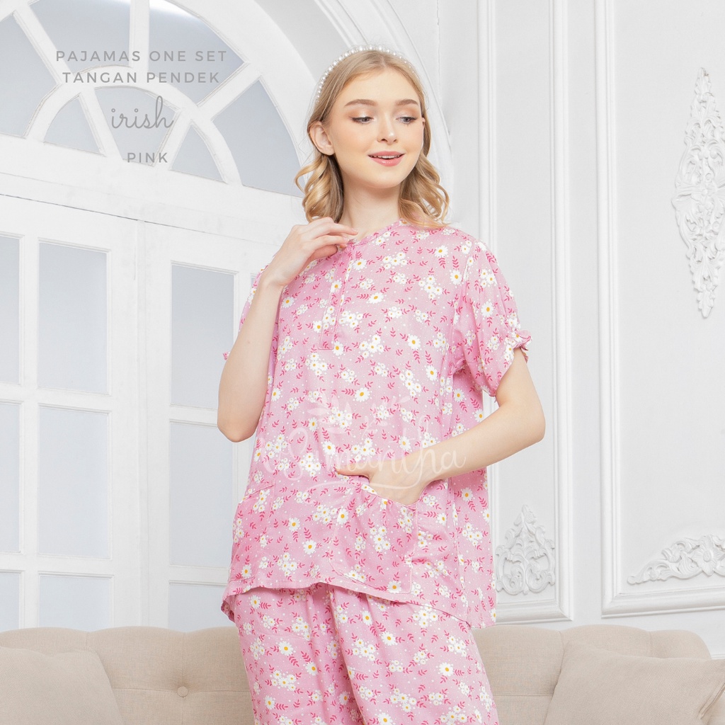 vSamantha - One Set Piyama Rayon Pendek Dewasa Motif