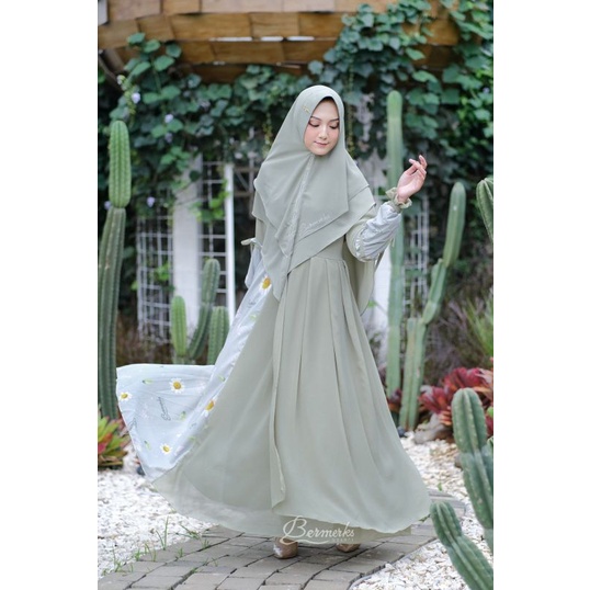 Set Syar'i ORI By Bermerks/Gamis Syar'i Ceruty/Set Khimar printing/COD