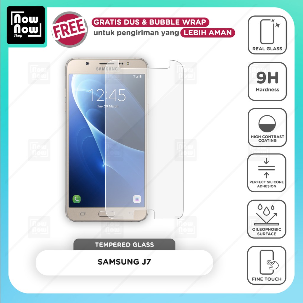 Tempered Glass Anti Gores Samsung J7 2015 J700 Screen Guard Protector 9H Kaca Temperglass