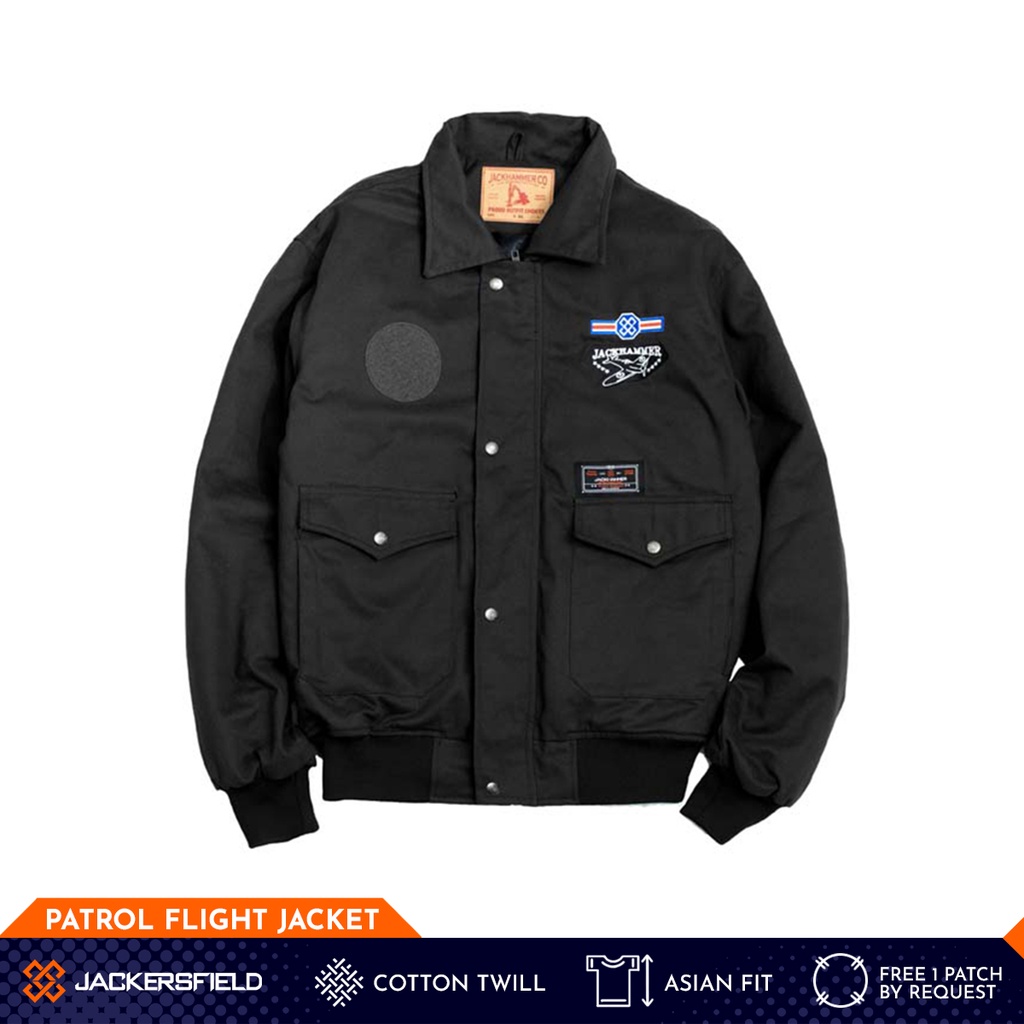 Jackersfield Patrol Flight Jacket Onyx Jaket Bomber Pria Twill