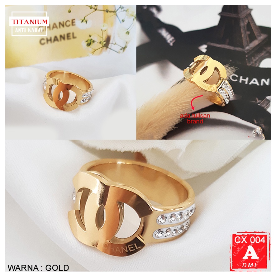 CX 004 Cincin Titanium Mewah Cincin Stainless Steel Anti Karat Premium Quality Cincin Awet Tidak mudah Luntur Cincin Kombinasi Mata Zirkon Perhiasan Mewah Cincin Fashion TitanLuxx Xuping