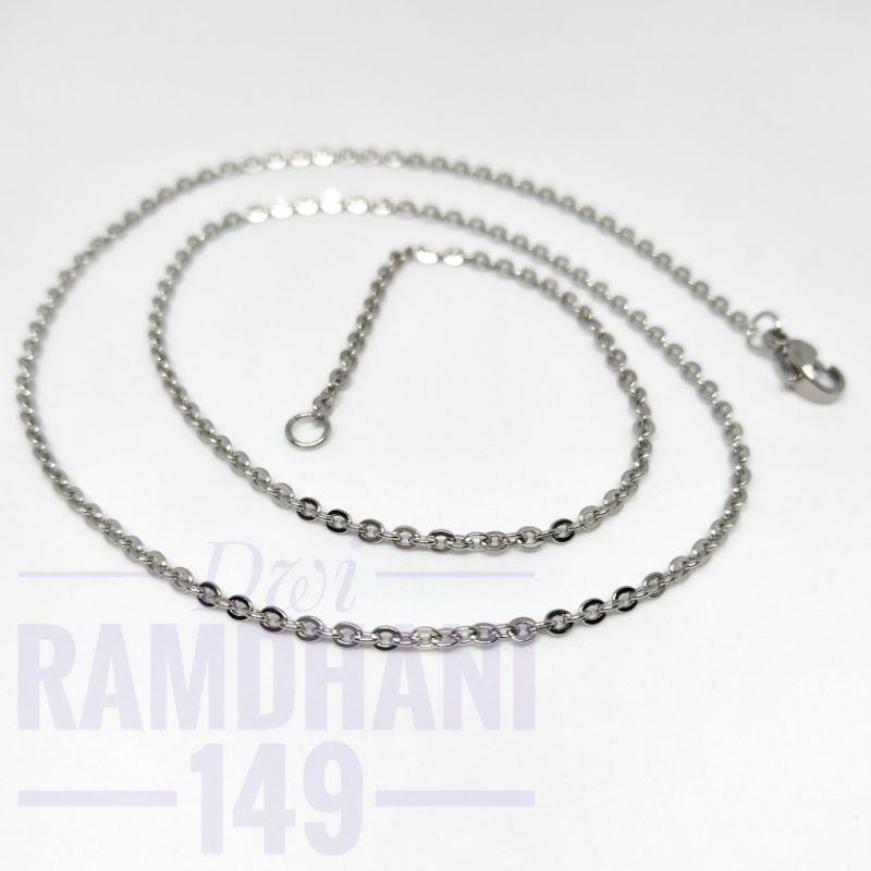 kalung Titanium wanita Silver Rantai Nori panjang 45 cm