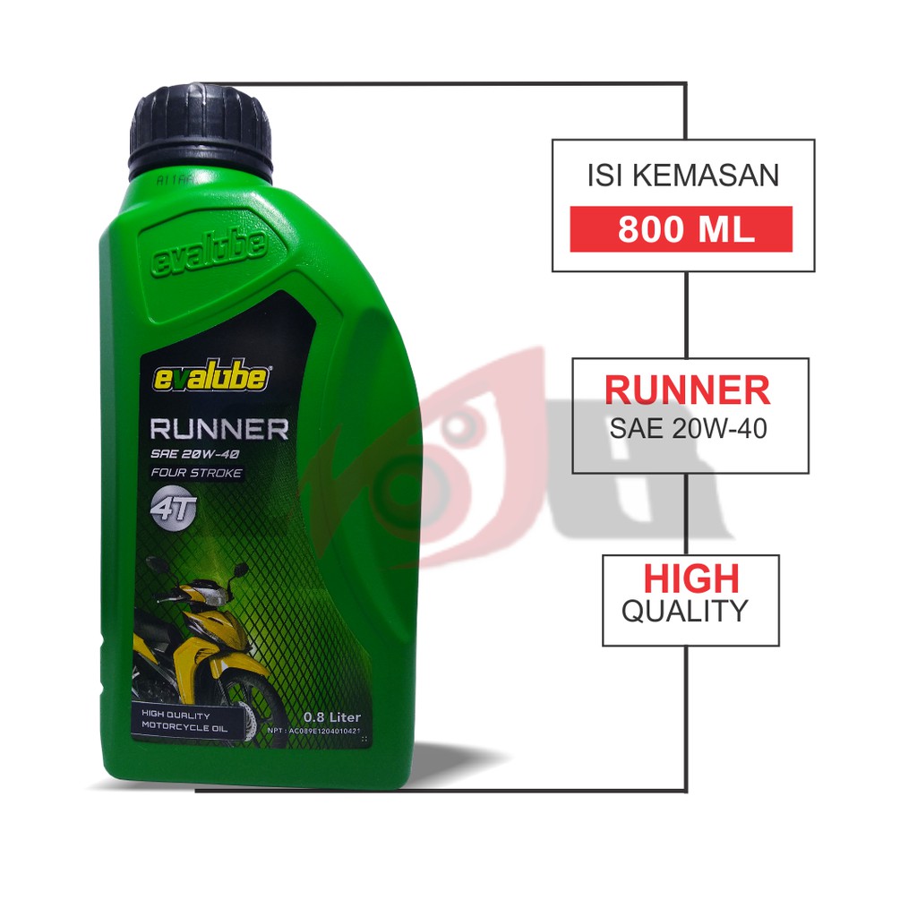 Evalube 4T Running Oli Mesin Motor Bebek Universal Oil 4 Tax Botol 800ml