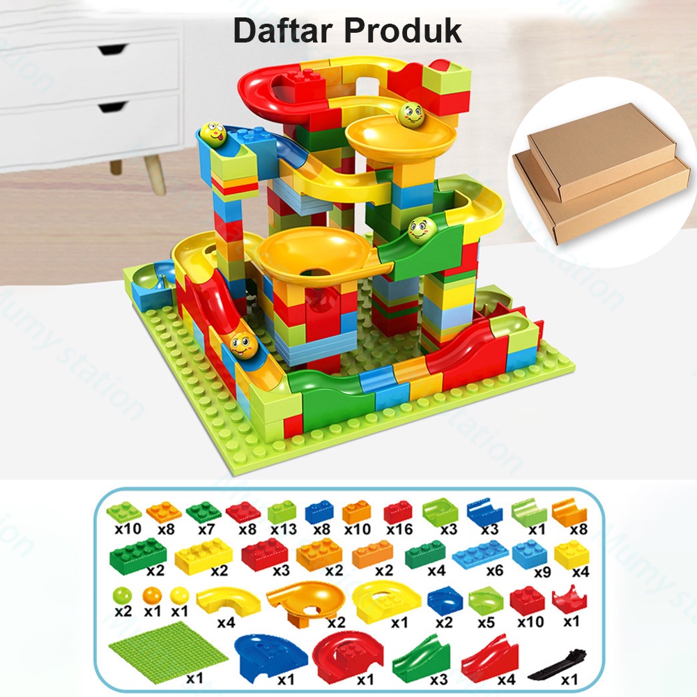 Mumystation 168pcs mainan block susun marble race run building brick blocks