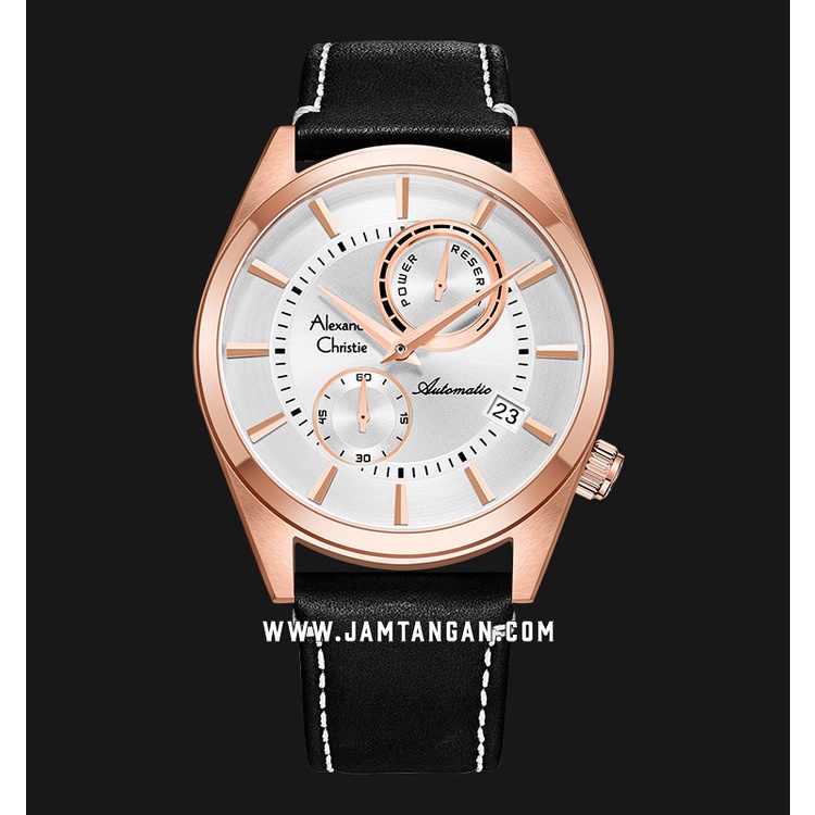 Alexandre Christie AC 3041 MA Automatic Man Silver Dial Black Leather Strap