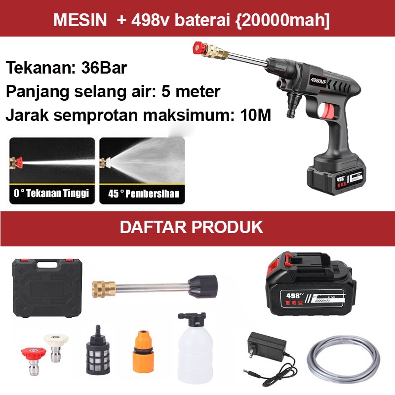 The New Alat cuci mobil dan motor  wireless  300W /semprotan cuci motor/ alat cuci mobil  isi ulang Jet Cleaner/ 20000mah