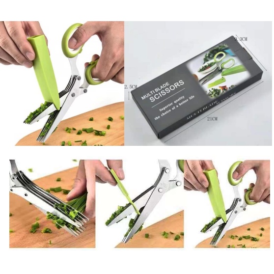 Gunting Multi Blade Stainless Steel Scissors Pemotong Vegetables Sayur