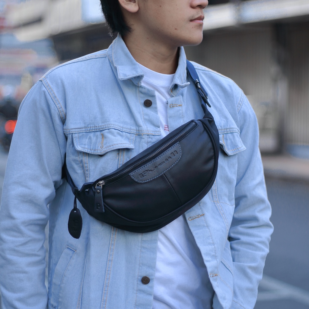 Waistbag Pusiill  A06// Waistbag Kombinasi Kulit Sapi Asli // Tas Selempang Pria&Wanita