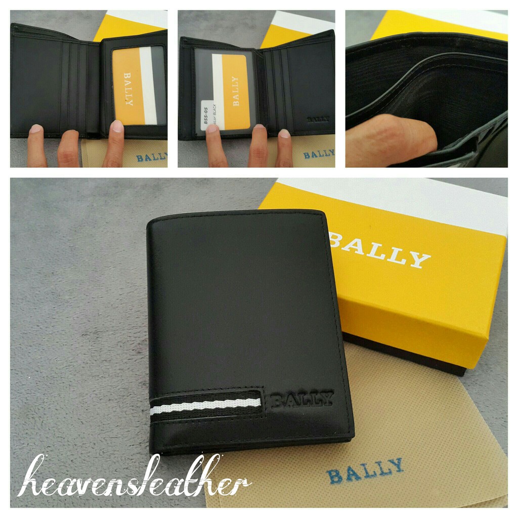 DOMPET KULIT PRIA  BERDIRI IMPORT BALLY HITAM KODE BB55-05