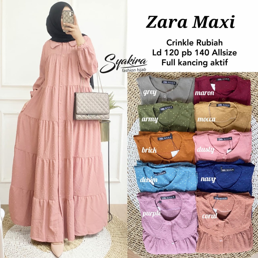 Zaraa Maxi Dress Syakira Gamis Crincle Rubiah LD 120