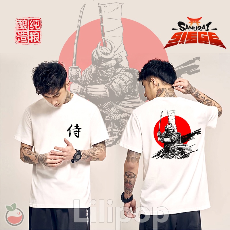 Lilipop Kaos Pria Samurai japan Baju Distro Basic Lengan Pendek Tshirt Kasual B