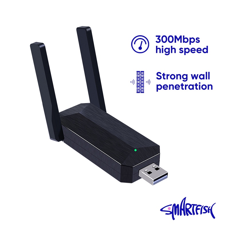 Smartfish 300Mbps USB Wifi Wireless Adapter Network Dongle