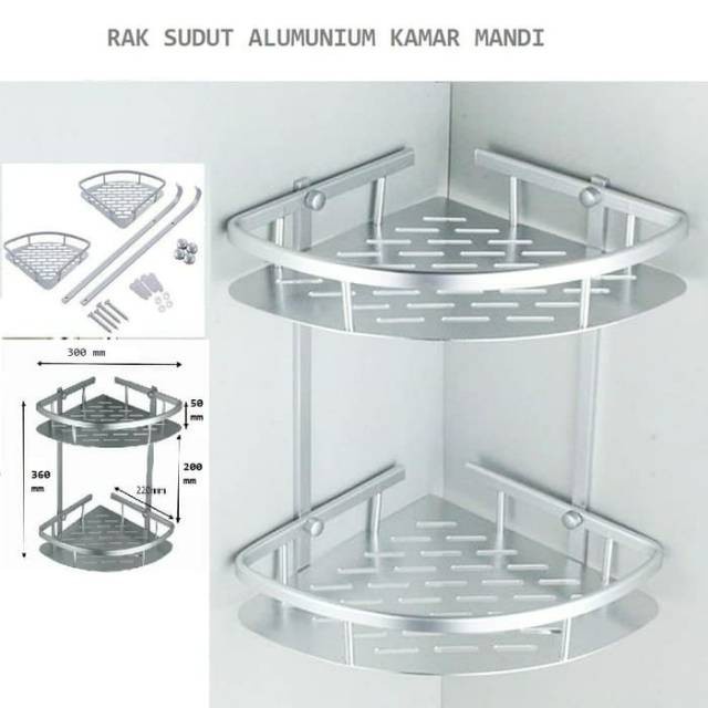 Rak Sudut Kamar Mandi Dua Susun / Rak Kamar Mandi Sudut / Rak Sudut Dinding Kamar Mandi04