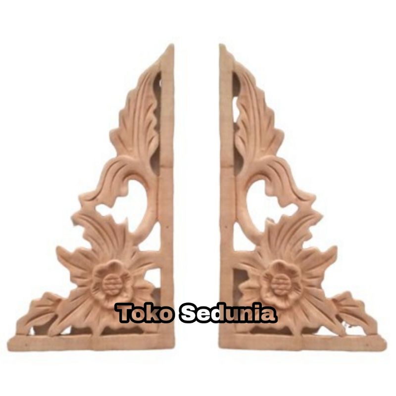 ornamen tempel kayu jati, ornamen tempel ukir pojok siku kayu jati