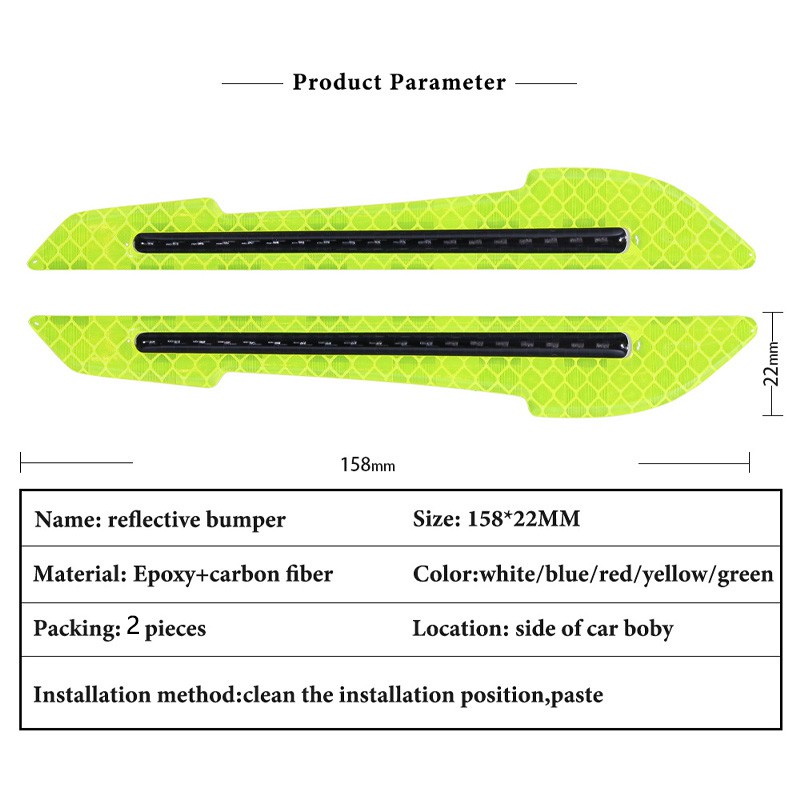 2Pcs Stiker Reflektif 3D untuk Kaca Spion Mobil