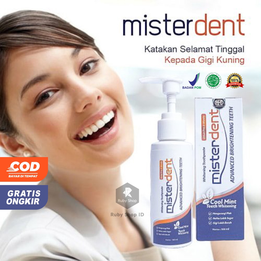 Pemutih Gigi MISTERDENT Advance Brightening Teeth Pasta Gigi Perontok Karang Gigi Pemutih Gigi Kunin