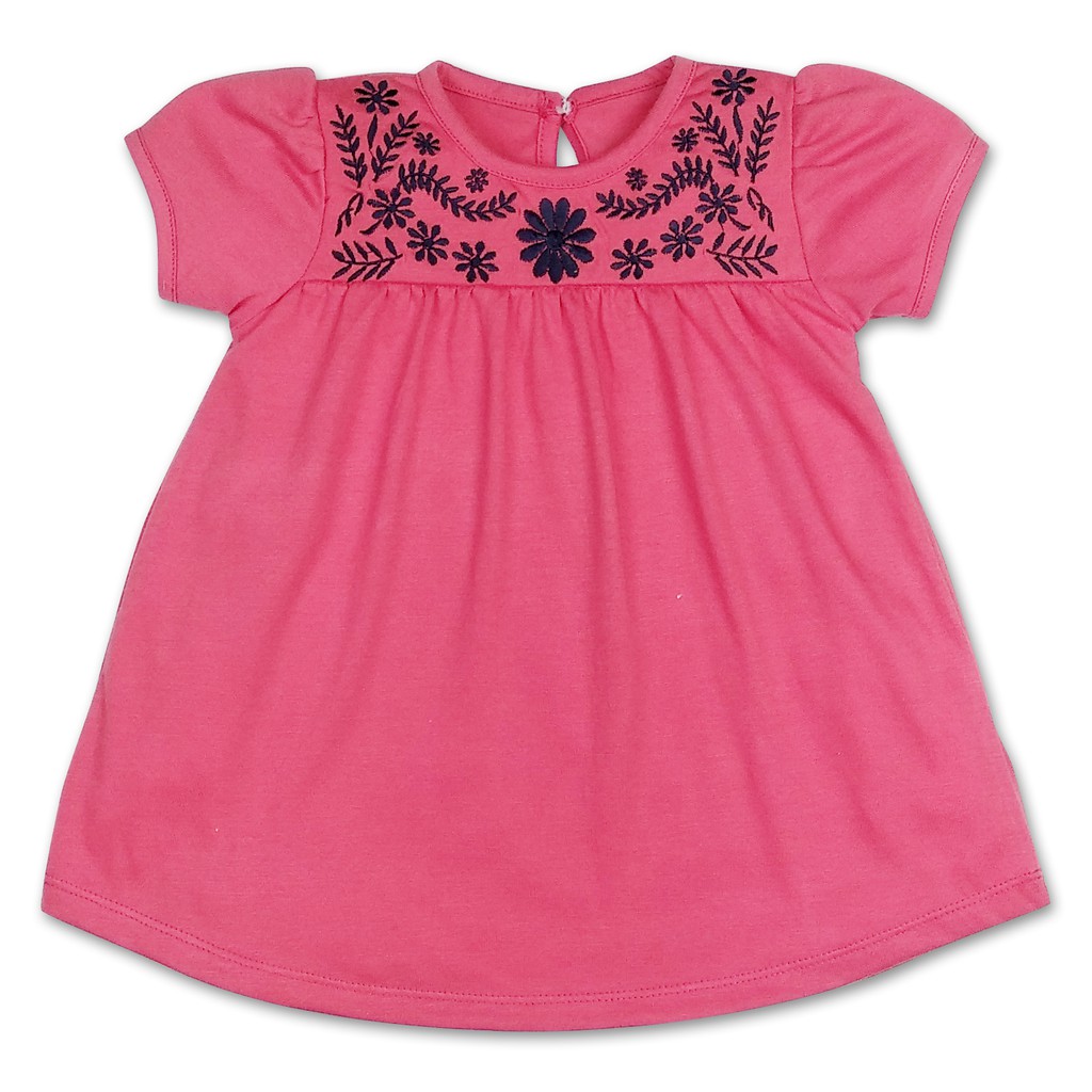 Bearhug Dress Anak Perempuan Emboridery XDD P1 Lengan Pendek 6-18M-Salem P1-XDD406B
