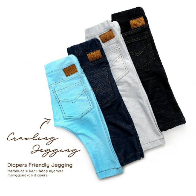 (BISA COD)  Crawling Jegging Bayi Cuddle Me Celana Merangkak Jegging Jeans Bayi 2 in 1