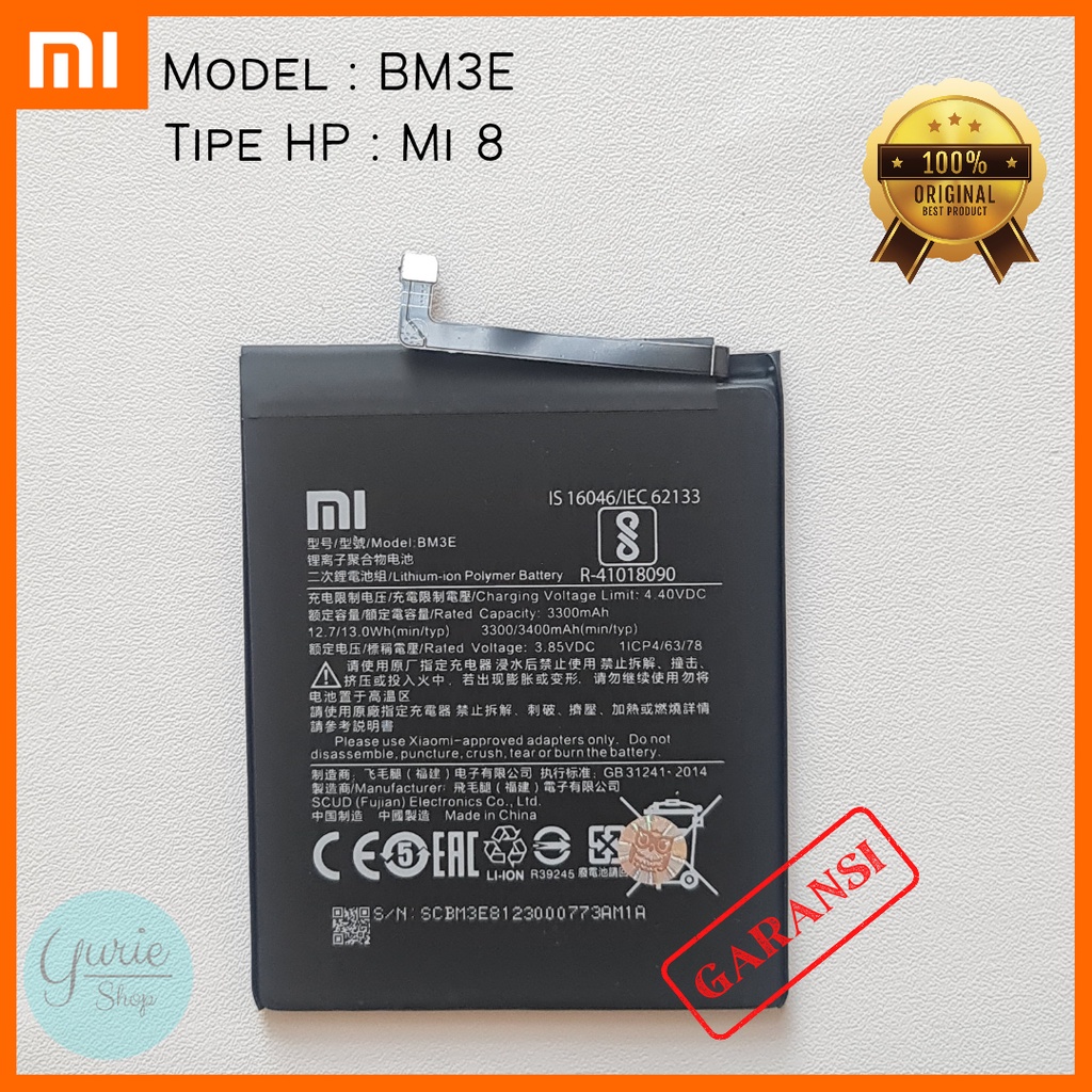 BATERAI BATTERY BATRE XIAOMI MI 8 BM3E ORIGINAL