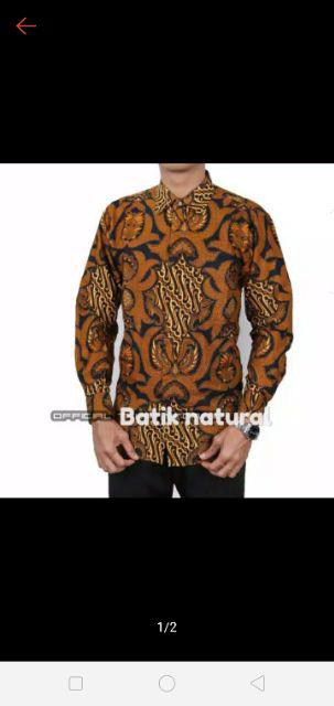 Risna Batik Hrb026 Kenongo Kemeja Hem Pendek Padi Pekalongan M L Xl Mega Mendung Keren Murah Terbaru