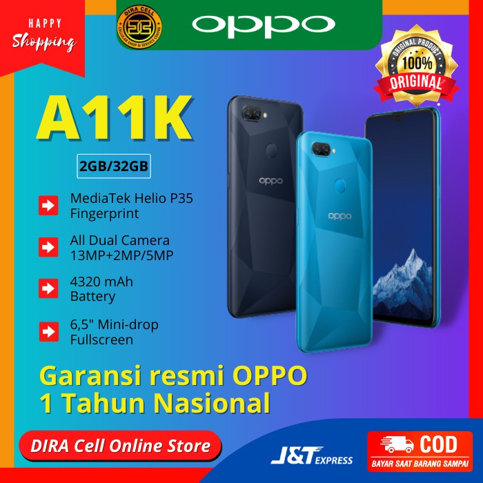 hp hanphone oppo a11k ram 2 rom 32 hape baru murah promo garansi resmi oppo 1 tahun nasional