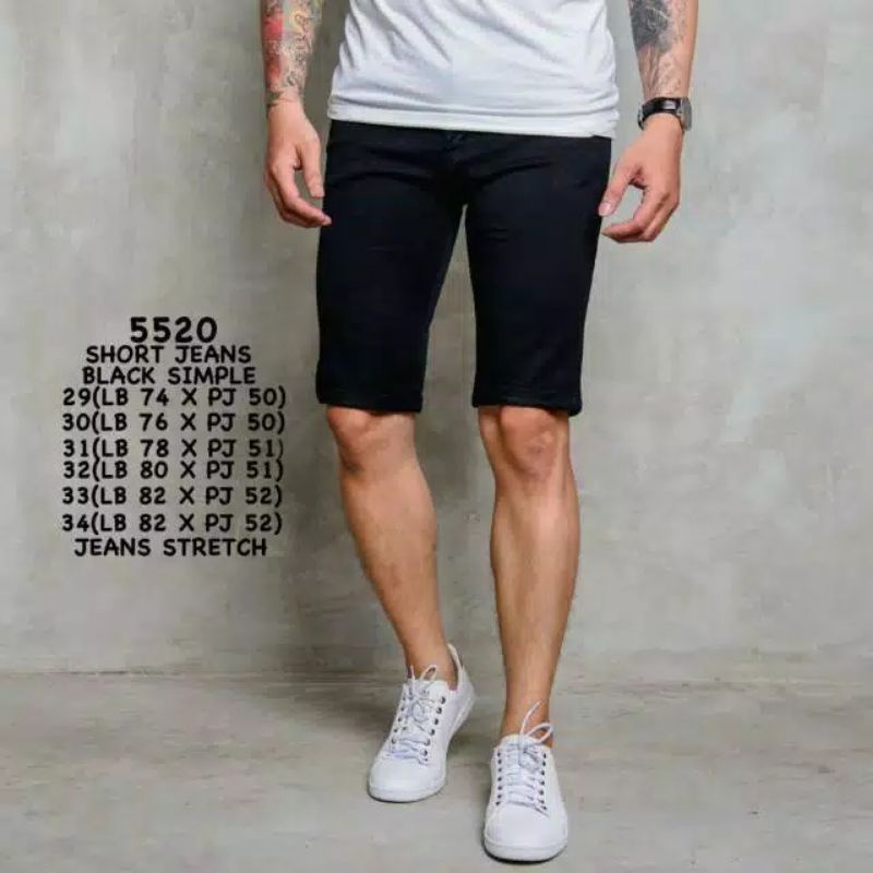 Celana Jeans Pria Pendek Hitam//Jeans pendek hitam//Celana pendek pensil hitam slimfit