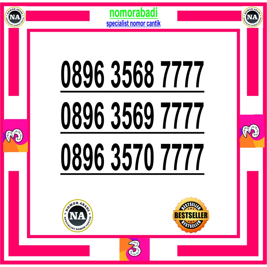 nomorcantik kartu perdana tri 4G 7777