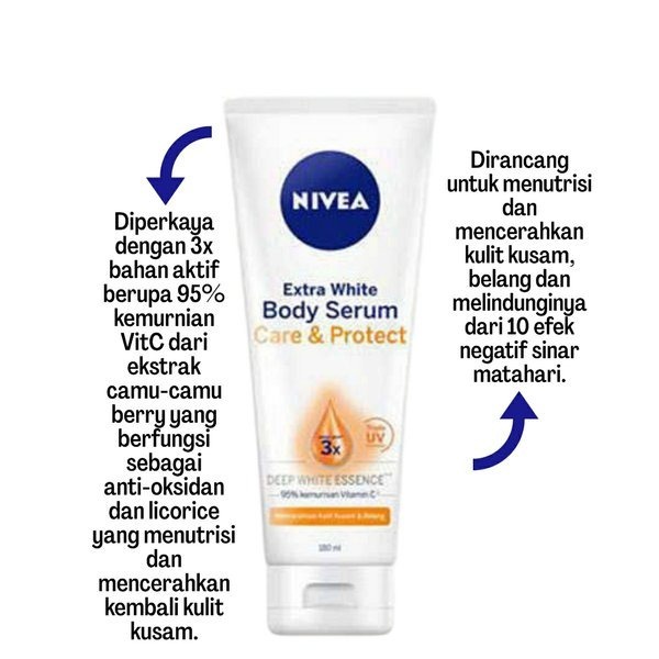 NIVEA Extra White Body Serum 180ml CARE &amp; PROTECT - amaze_kosmetik