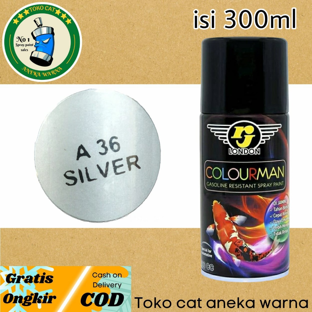 cat semprot 300ml colourman silver tahan bensin rj london spray paint pilok pilox