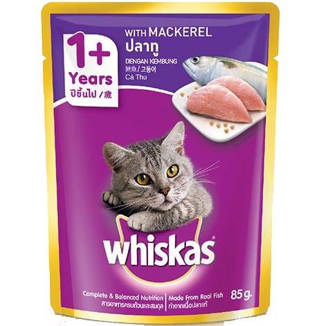 WHISKAS MAKANAN KUCING BASAH ADULT CAT WET FOOD KUCING POUCH 85 gr SASET 85gr KEMASAN CAT FOOD