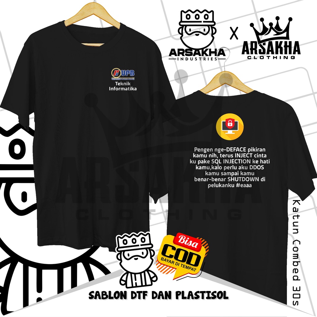 Kaos Universitas Putera Batam Teknik Informatika  Baju Distro Katun Combed 30s by Arsakha Clothing