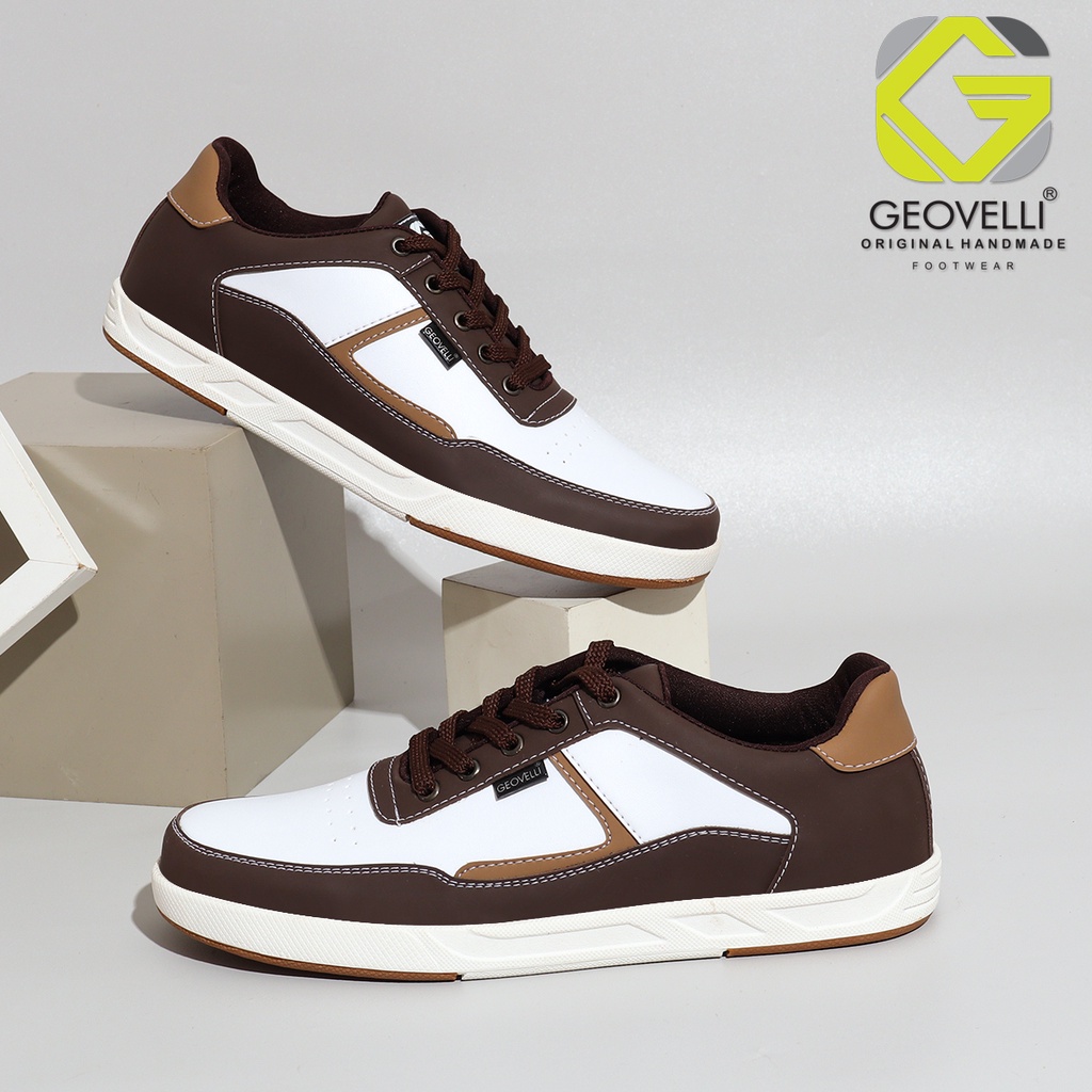 Geovelli White Combination Sepatu Sneaker Kasual Pria Comfortable Sneakers Outdoor Travelling GVL3128