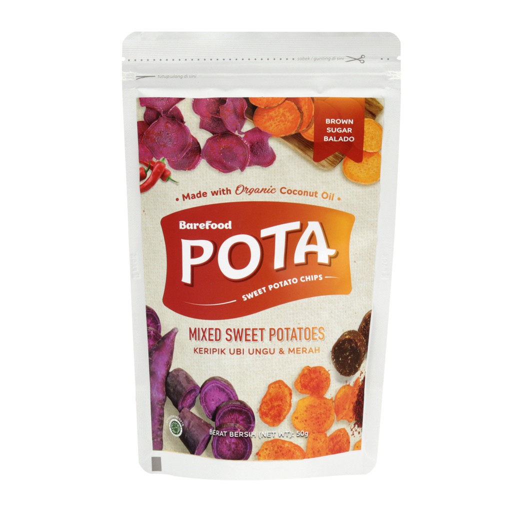 

Pota - Mixed Sweet Potato Chips Brown Sugar Balado 50gr