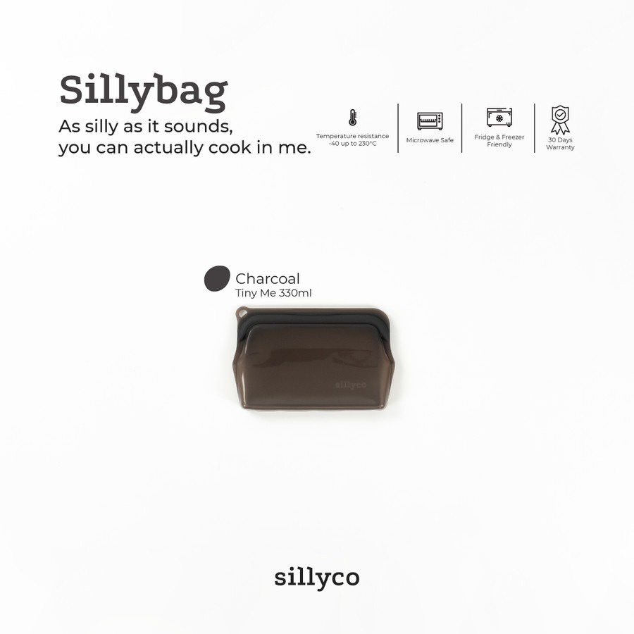 Sillyco Reusable Silicone Pouch Full Set Charcoal