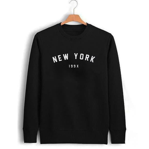 BASIC SWEATER POLOS NEW YORK 199X PRIA &amp; WANITA SIZE M-XXL