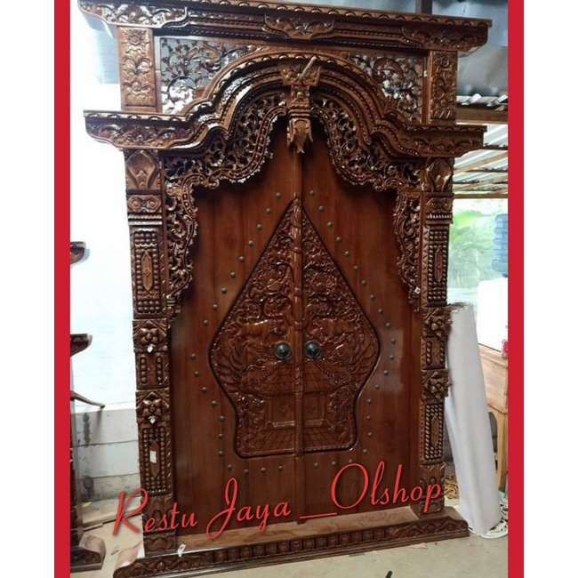 Pintu gebyok pintu ukir pintu jati pintu gunungan wayang