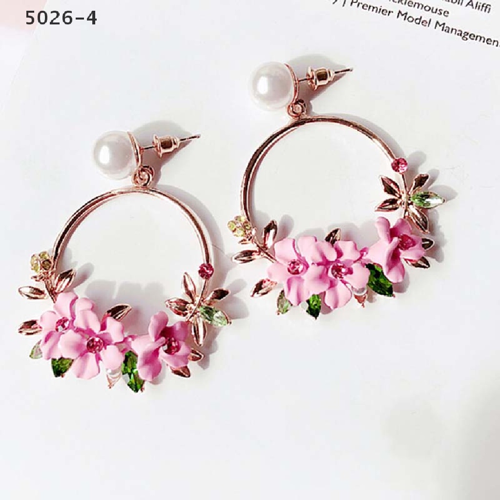 5026-4 Women Charm Flower Drop Dangle Earrings Jewelry Ear Studs Wedding Jewelry Gift 5026-4