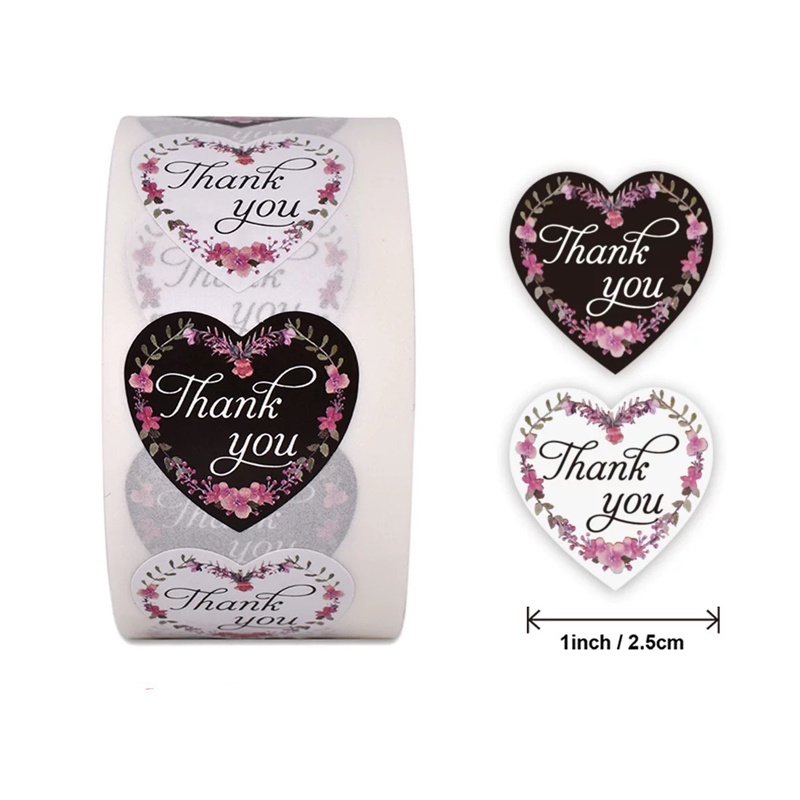 MALL - Sticker Thankyou 1Roll (500Pcs) Label Segel Order Packing Motif Bunga Love Serbaguna STC01 Image 2
