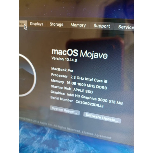 MACBOOK PRO 13 CORE i5 RAM 16GB SSD 256GB HDD 500GB OS MOJAVE MULUS