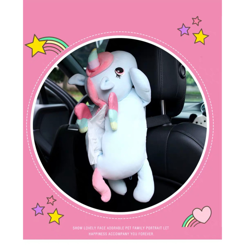 Character Doll Tissue Holder - Teddy Bear / Unicorn - Tempat Tissue Boneka Mobil