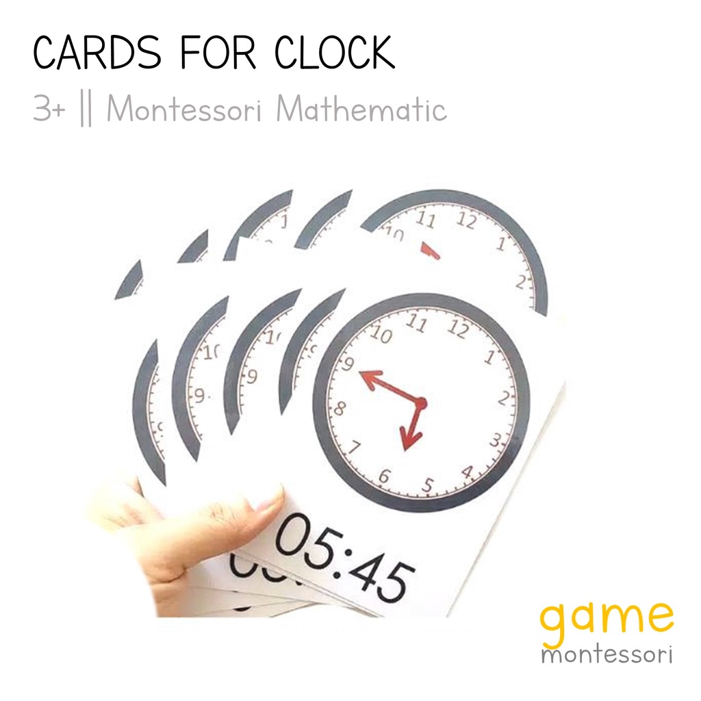 Game Montessori 3 part cards clock