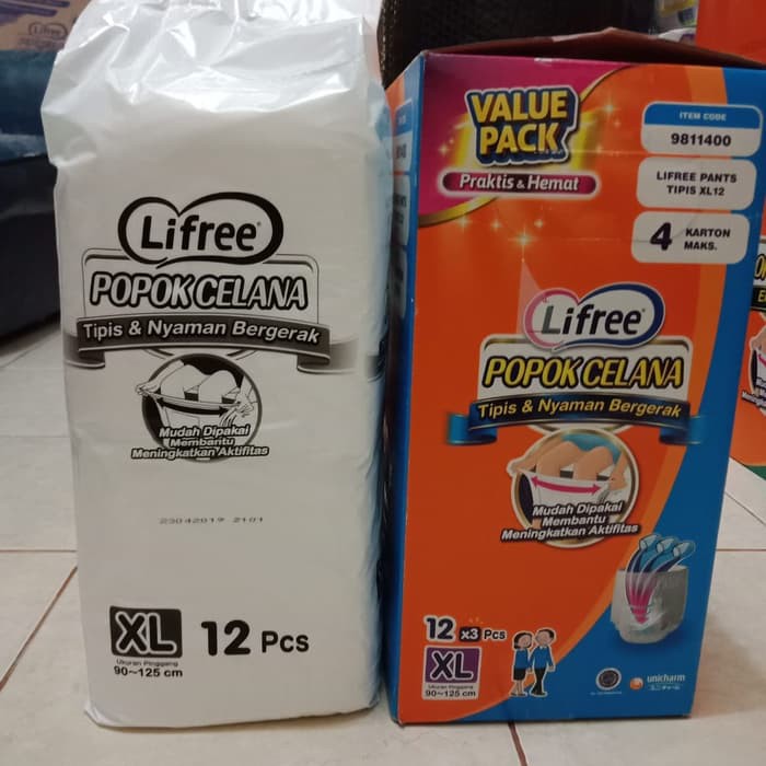Lifree Popok Celana Dewasa XL 12 | Lifree Light Jumbo XL12