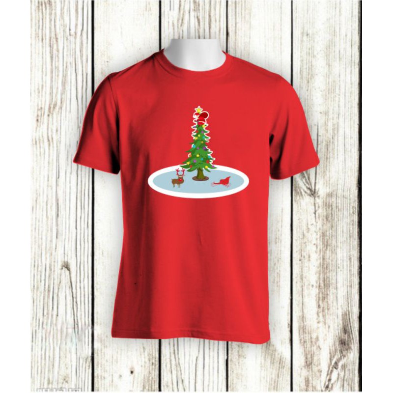 KAOS NATAL MERRY CHRISTMAS POHON NATAL BAJU KELUARGA KATUN COMBED 30S