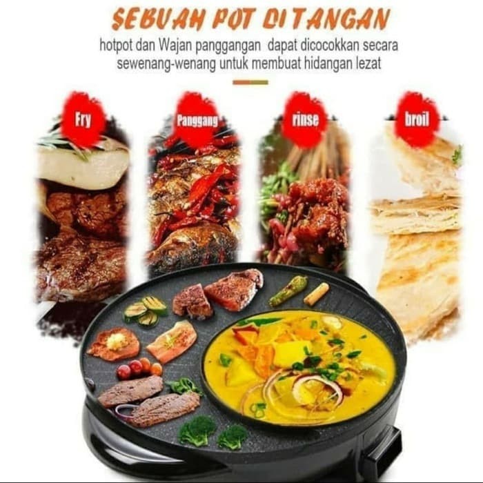 PANGGANGAN , 602 ,  BBQ GRILL HOTPOT 2IN1 ELEKTRIC SHABU STEAMPOT LISTRIK