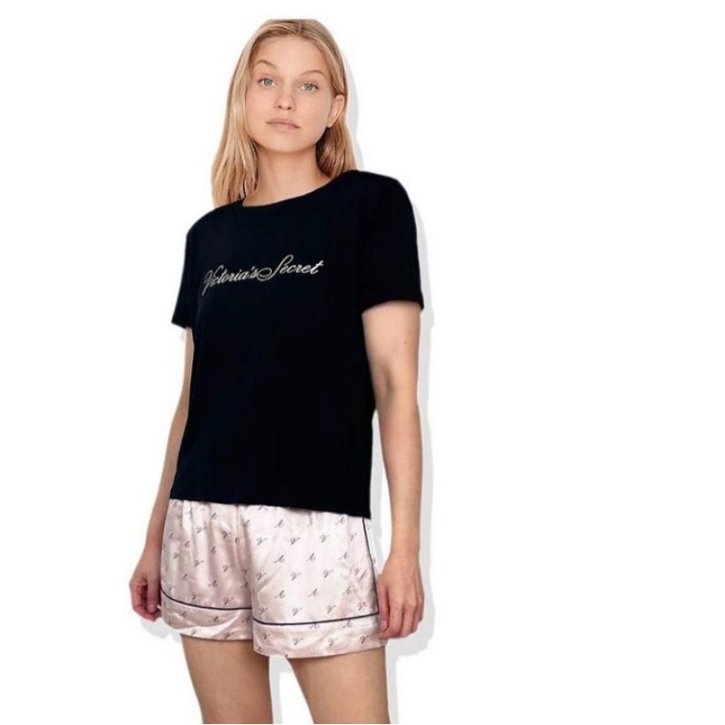 Victoria Secret Pajamas Short Black Pink