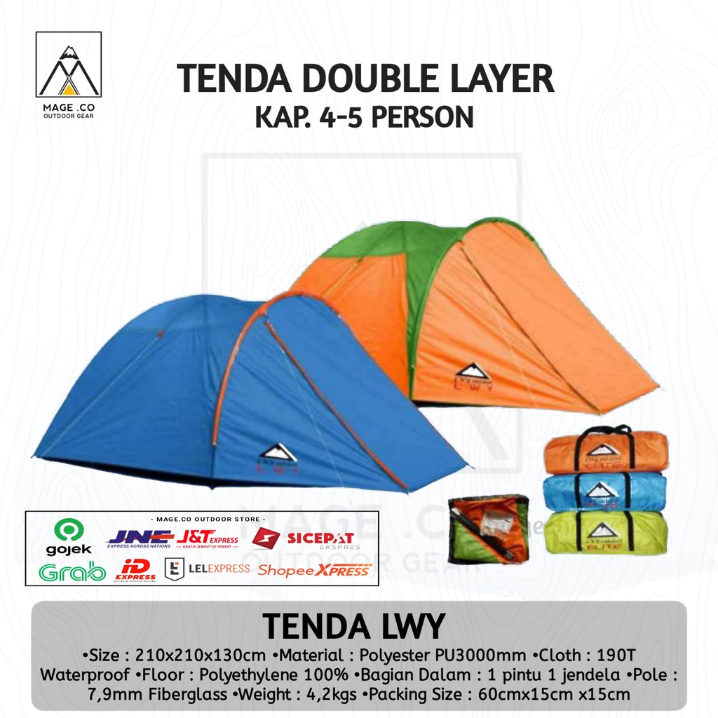 Tenda Dome Double Layer Kap 4-5 Orang Tenda Camping LWY Ultralight Outdoor